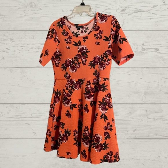 Burnt Orange Floral Skater Dress - Picture 1 of 3